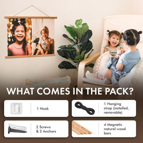 Magnetic Poster Hanger 24” Poster Frame with Strong Magnets, Complete Hanging Kit for Posters, Art, Maps, and More, Fits 24x17, 24x20, 24x36, Teak...
