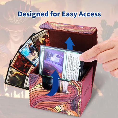 tombert 150+ Premium Deck Box Case for MTG PTCG, Large Capacity with 2 Dividers, Fits 100+ Sleeved Cards TCG Trading Card Games(Horizontal-Red)...