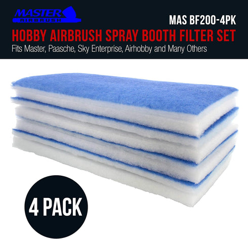 Master Airbrush Hobby Airbrush Spray Booth Filter Set, Fits Master, Paasche, Sky Enterprise, Airhobby and Many Others. (Pack of 4)...