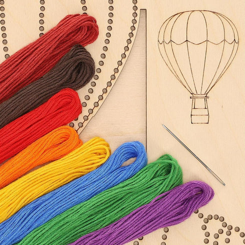 LEISURE ARTS Wood Stitched String Art Kit with Hot Air Balloon - Adult or Kids Craft - Craft Kits for Teens - String Art kit for Adults - 3D Strin...