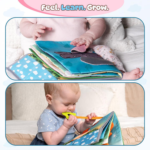 Tummy Time Mirror Toys with Soft Crinkle 3D Activity Book-Baby Teether, High Contrast Baby Toys for Newborn Tummy Time Toys Developmental Newborn ...