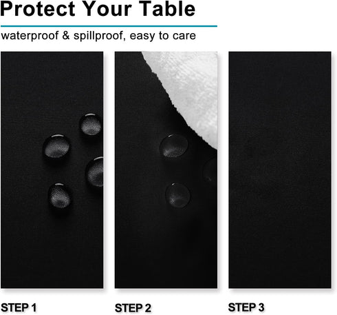 Hiasan Black Tablecloth for Rectangle Tables - Wrinkle Resistant and Waterproof Washable Polyester Fabric Table Cloth for Dining Camping Gathering...
