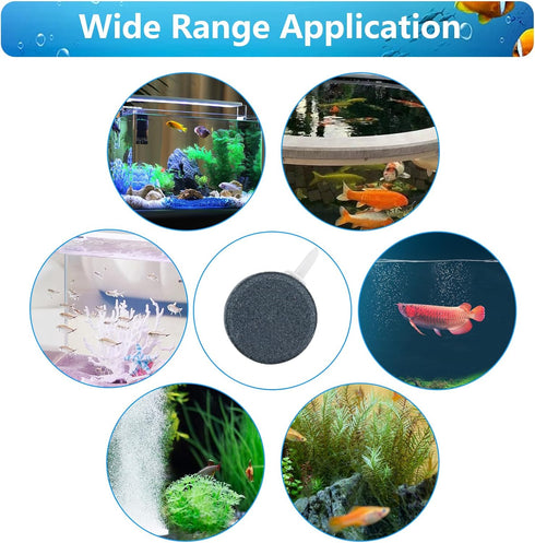 Aquarium Air Stone Disc, 8 Pcs 1.6" Air Stone Disc Bubble Diffuser with 2M Tube, Bubbler Stone for Fish Tank Air Stones, Airstone Bubbler Oxygenat...