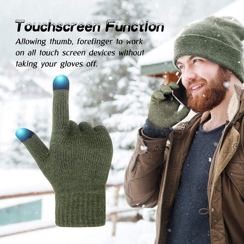 Evridwear Mens Thermal Winter Touch Screen Gloves with Elastic Cuff for Cold Day...