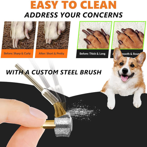Faster Cooling Pet Nail Grinder Wheel Sawtooth Head, Anti-Clogging Diamond Dog Nail Grinding Bit with Steel Brush Compatible with Casfuy & Many Br...