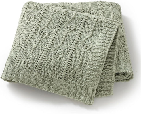 Baby Blanket for Boys Girls Knitted Neutral Swaddle Blanket Soft Lightweight Receiving Blankets for Newborn Infant Crib Stroller Light Green 30 x ...