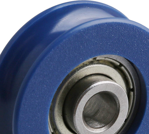 CNBTR 3mm Depth U-Type Blue Plastic Bearing Guide Pulley Wheel 6mm Width for Max-Load 26kg Pack of 4...