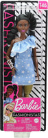 Barbie Fashionistas Doll #146 with 2 Twisted Braids & Prosthetic Leg Wearing Star-Print Dress, White Shoes & Arm Bracelet, Toy for Kids 3 to 8 Yea...