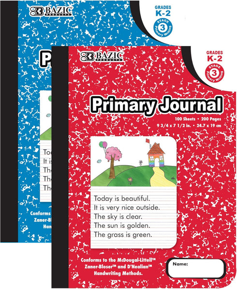 BAZIC Primary Journal Composition Book Marble, 100 Sheet Drawing & Writing Grades K- 2 Notebook Journal Comp Notebooks for Kindergarten School, 2-...