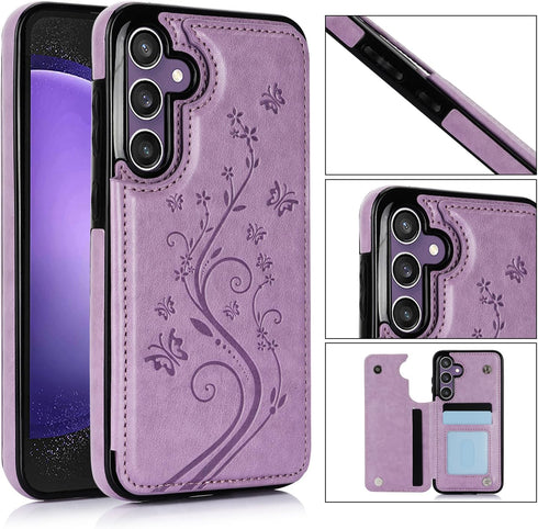 Asuwish Phone Case for Samsung Galaxy S23 FE 5G with Tempered Glass Screen Protector and Card Holder Wallet Cover Stand Flip Leather Cell Accessor...