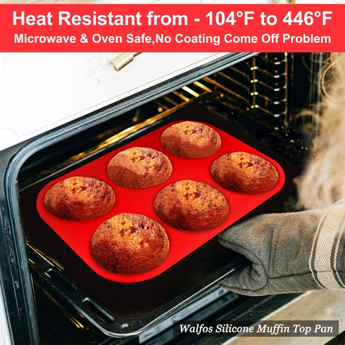 Walfos Silicone Muffin Top Pans for Baking 4inch Jumbo Size, Perfect Results Premium Non-Stick Bakeware Egg Baking Pan, Great for Eggs, Hamburger ...