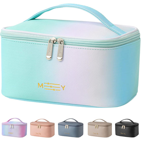 KITENROM Makeup Bag Preppy Cosmetic Bag Small for Women Toiletry Bags Pouch Organizer Rainbow Gradient Green...