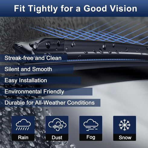 X AUTOHAUX 2pcs 26"+17" Silicone Front Windshield Wiper Blade for Nissan Altima 2018-2023 Windscreen Wiper OE Replacement Set All-Seasons J/U Hook...