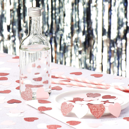 Rose-Gold Pink White Heart Confetti - 300pcs Valentines Mothers Day Engagement Wedding Baby Shower Bachelorette Birthday Party Table Decoration Gl...