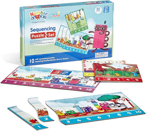 hand2mind Numberblocks Sequencing Puzzle Set, Sequence Cards, Math Games for Kids Ages 3-5, Number Games, Educational Toys, Toddler Learning Puzzl...