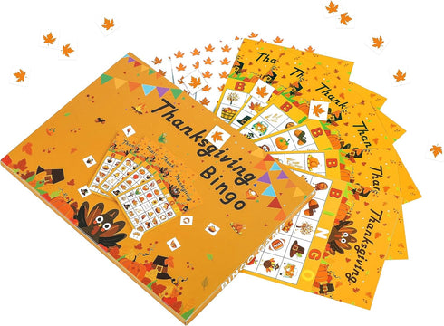 Geefuun 32 Players Thanksgiving Games Fall Bingo Cards for Party Supplies Decorations...