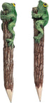 Frog Pencil Wooden Hand Carved Animal Cute Amphibians Creative Stationery Rustic Wood Pencils School and Office Supplies Unique Handmade Fun Penci...