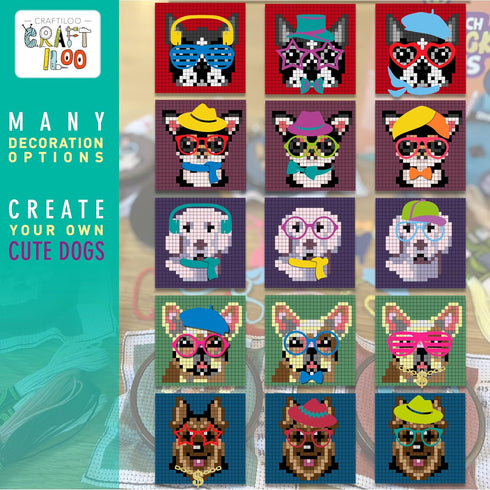 5 Stamped Cross Stitch Kits for Kids.Needlepoint Kits for Beginners. Embroidery Kit for Kids,Girls Cross Stitch kit (Dogs)...