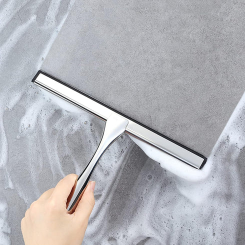 Shower Squeegee for Glass Doors,10-Inch Shower Glass Squeegee, Sliver Shower Squeegee for Shower Doors,Mirror,Windows, with Shower Door Hook and A...