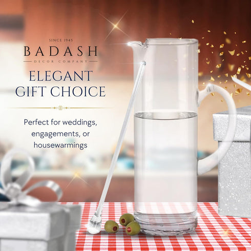 Badash Glass Cocktail Stirrer - 12" Long Mouth-Blown Lead-Free Glass Stir Rod - Bar Cocktail Shaker Spoon - Cocktail Stirrer for Drinks...