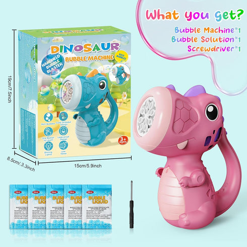 Dinosaur Bubble Machine for Kids Automatic Bubble Maker with Lights,5000+ Bubbles per Minute/Bubble Solution Included Best Summer Outdoor Dinosaur...