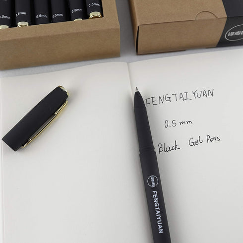 Fengtaiyuan P18, Black Gel Ink Rollerball Pens - Comfortable Non-Slip Grip, Black Ink, Extra Fine, 0.5mm, Quick-Drying Ink, 18-Piece Box (P18)...