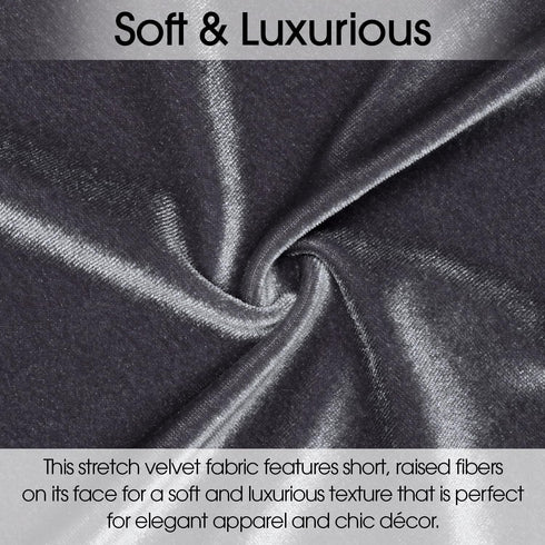 Pico Textiles 1 Yard - Charcoal Gray Stretch Velvet Fabric - Sold by The Yard - Variety of Colors - Ideal for Sewing Apparel, Dresses, Skirts, Cos...