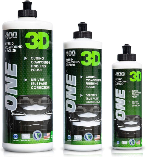 3D One Car Scratch & Swirl Remover Hybrid Rubbing Compound & Polish Buffing Compound for True Paint Correction 8oz Made in USA...