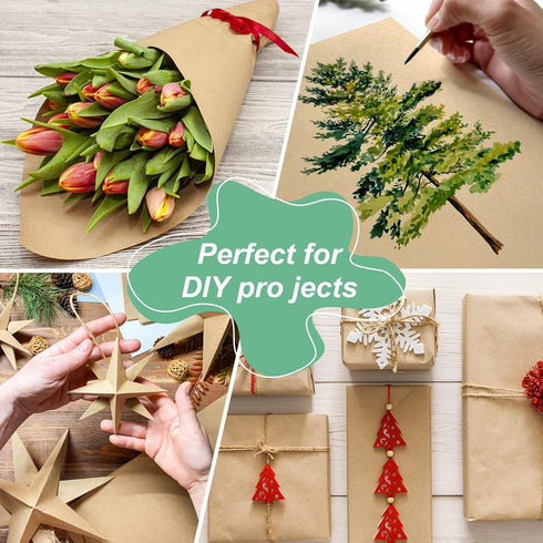 15"×400" Brown Paper Roll, Brown Wrapping Paper, Craft Paper, Wrapping Paper, Packing Paper for Moving, Packing, Gift Wrapping, Wall Art, Table Ru...