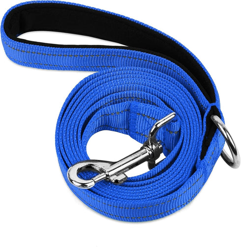 Double-Sided Reflective Nylon Dog Leash, 4 FT/5 FT/6 FT, Soft Padded Handle Heavy Duty Dogs Leashes with D Ring for Medium and Large Dogs Walking ...