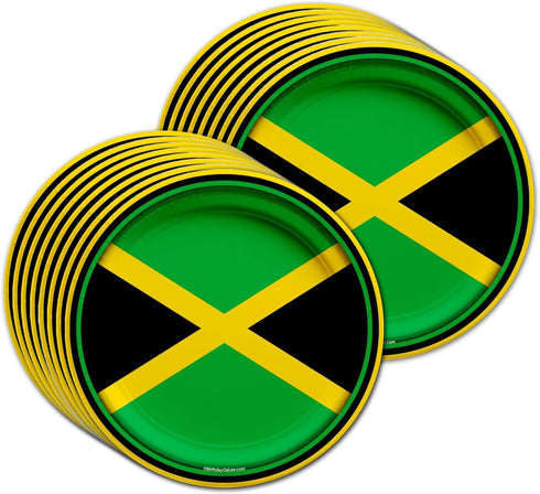 Jamaican Flag Jamaica Birthday Party Supplies Set Plates Napkins Cups Tableware Kit for 16...