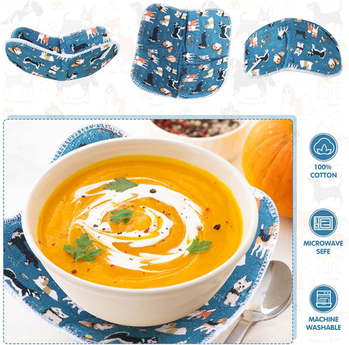 Cunhill Microwave Bowl Holders 4 Pcs Bowl Potholders Soup Bowl Cozy Bowl Hot Bowl Holder Multipurpose Hot Heat Proof Plate Holder Pot Holders for ...