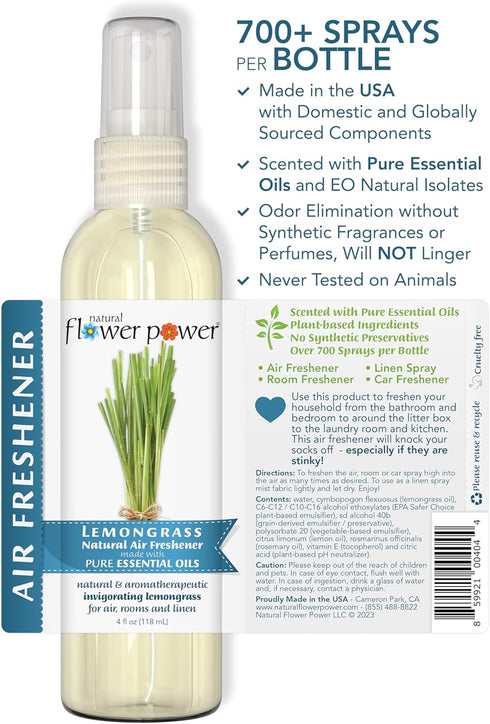 Air Freshener Spray | Lemongrass, Lavender, Citrus & Spice | 4 Fl Oz | Pack of 3 | Scented w/ Pure Essential Oils | Plant-Based Odor Eliminator | ...