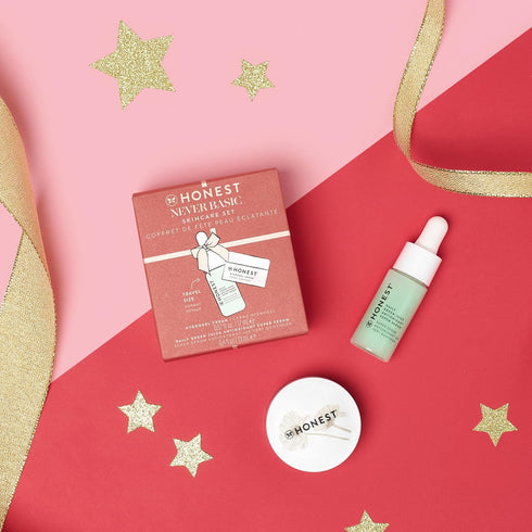 Honest Beauty Never Basic Skincare Duo | Mini Hyaluronic Acid Infused Hydrogel Cream (0.57 fl oz) + Mini Green Juice Antioxidant Serum (0.4 fl oz)...