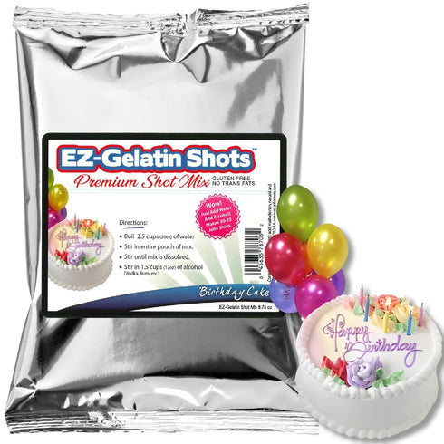 Birthday Cake Jello Shot Mix 6.78 oz - Premium Gluten-Free Jello Mix for Tasty Jello Shots - Easy to Make EZ Gelatin Powder Mix for Jello Shots - ...