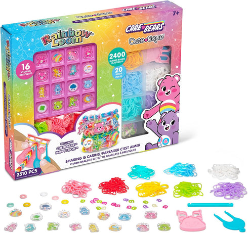 Rainbow Loom: Care Bears Cutetique: Sharing Is Caring -16 Charms, DIY Rubber Band Bracelet Kit, Exclusive Cheer Bear Loom, Jewelry Making, Kids Ag...