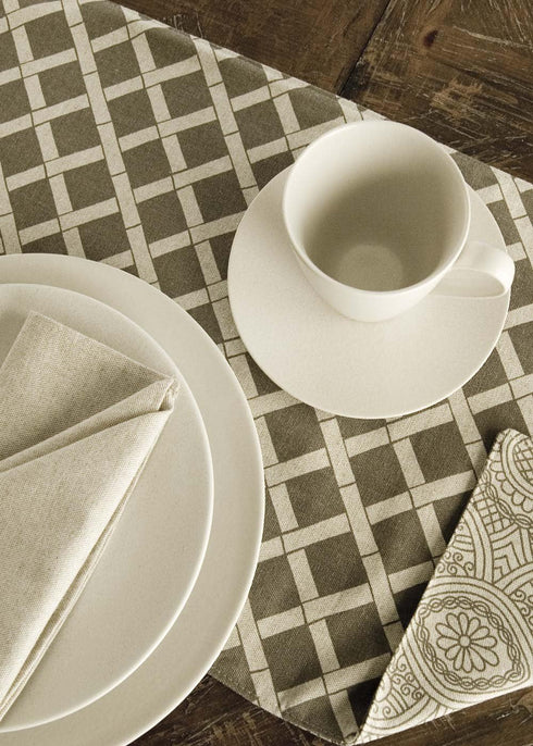 Heritage Lace Duet Table Runner, 13" x 72", Flax...