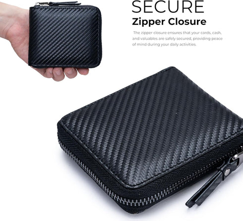 Alldaily RFID Blocking Wallets for Men with Zipper Bifold RFID Card Holder (Black & Orange)...