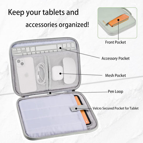 9-11 Inch Tablet Sleeve Case, iPad Carrying Case for iPad Pro 11 (2018-2022), iPad 10.9 (10th Gen), iPad Air (5/4th Gen), Galaxy Tab A8/A7/S8/S7 (...