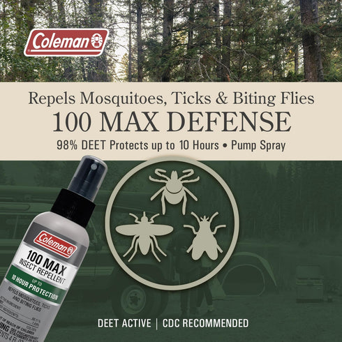 Coleman Insect Repellent Spray - 100% MAX DEET Insect Repellent Pump Spray, protection against ticks, mosquitoes, chiggers, gnats, fleas and flies...
