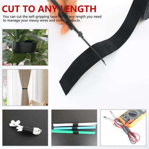 Hook and Loop Straps Double-Sided Adhesive Strip and Cables Self-Gripping Hook and Loop Roll,Cut To Length,Reusable Wide 1.2in Fastening Cable Str...
