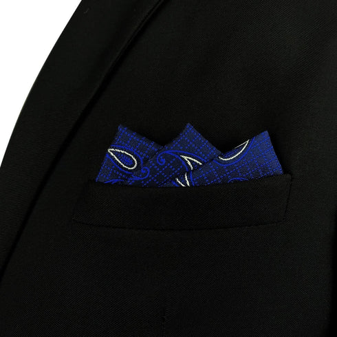 S&W SHLAX&WING Pocket Squares for Men Grooms Blue Navy Paisley...