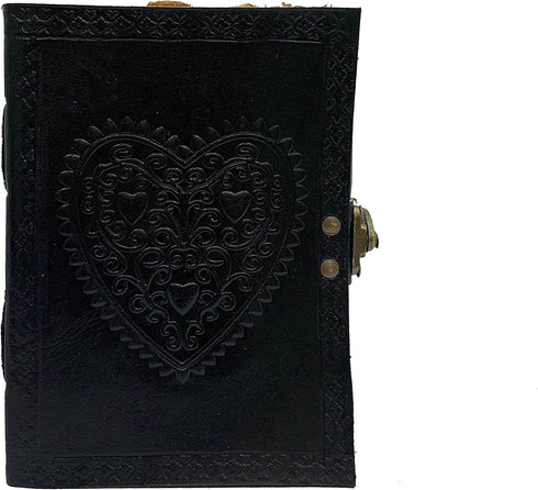 cuero Large Vintage Heart Embossed Black Uncut Paper Leather Journal/Instagram Photo Album...