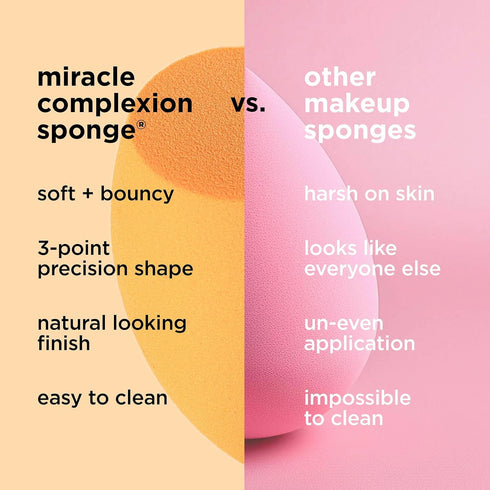 Real Techniques Miracle Complexion Sponge Set 4 Pack, Makeup Blender Sponge For Liquid & Cream Makeup, Buildable Coverage, Foundation Sponge For N...