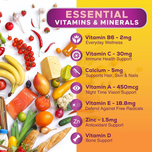 Womens Complete Daily Multivitamin Gummy with Vitamin A, C, D, E, B6, B-12, Biotin & Calcium, Immune Health Support, Womens Multivitamin Gummies, ...