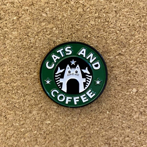 Handmade Cats and Coffee Enamel Pin Brooch Badge - Lapel Pin - Deluxe Gift Decoration...