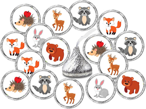 324 Forest Animals Kisses Labels, Woodland Creatures Kisses Stickers for Baby Shower or Birthday Party Decorations, Unisex Kisses Stickers Kisses ...