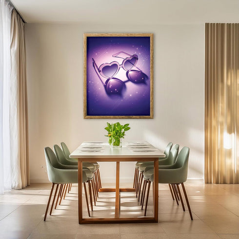 Posterizer 1 pcs-minimalistic purple girly aesthetic heart sunglasses-Girls room art-Miscellaneous-Gifts for Women-Gift for Girls, Teens- UNFRAMED...