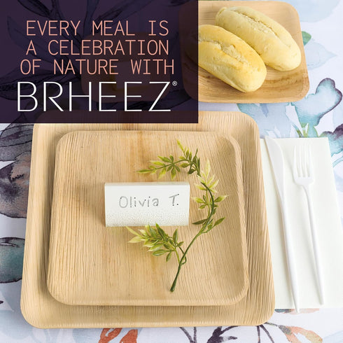 brheez Palm Leaf Plates 25 Pack 8 Inch Bamboo Look Disposable Sturdy and Perfect for Parties and Weddings More Heavy Duty Than Paper and Plastic...
