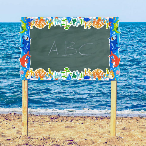 2 Rolls 66ft Ocean Bulletin Board Borders Under The Sea Animal Creatures Theme Print Border Trim for School Classroom Blackboard Chalkboard Sea An...